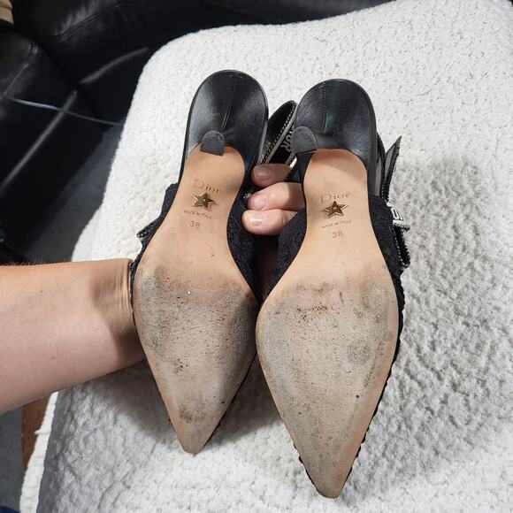 DIOR J'Adior   Slingback Pump Black a Jacquard face fabric  size 38 US 8 - Picture 5 of 6